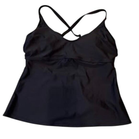 Prana Black Tankini Swim Top Women’s Size 36D / Medium Adjustable Straps - Picture 2 of 9